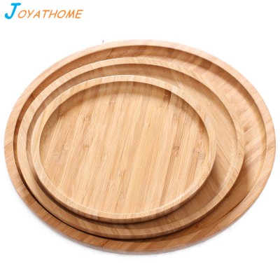 Joyathome Round Shape Wooden Serving Bamboo Tray Serving Plate Bamboo Soap Dish Tray Party Serving Tray Bambusowa Taca